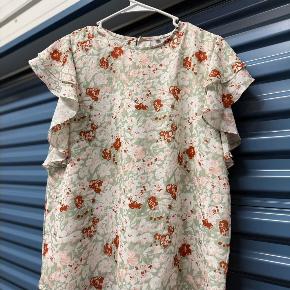 Cream Flutter Sleeve Casual top